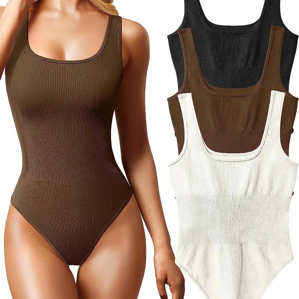 3 Piece Bodysuits Sexy Ribbed